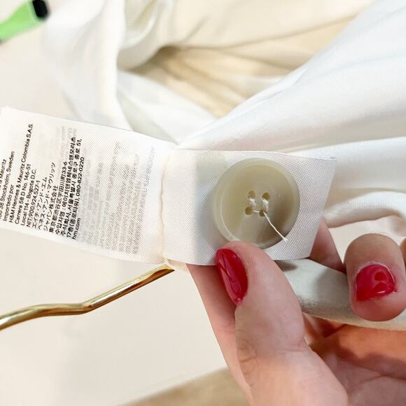 H&M Linen Blend Long Sleeve Notch Lapel Single Breasted Blazer White Large - Picture 7 of 8